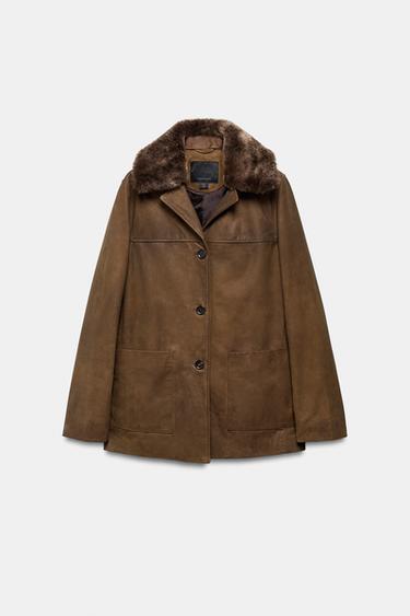 VESTE EN CUIR ZW COLLECTION LIMITED EDITION - Marron de Zara - Image 6