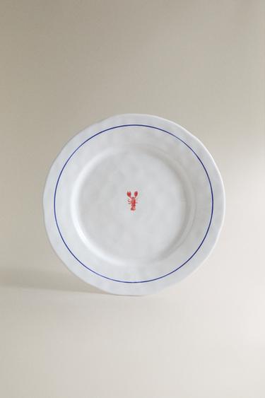 STONEWARE LOBSTER DINNER DISH - Blue/White by Zara - Image 0