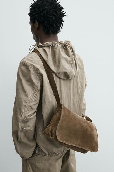 SAC BANDOULIÈRE EN CUIR - Vert kaki de Zara - Image 1