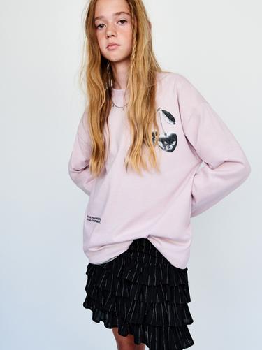 FALDA BERMUDA RAYAS BRILLO - Negro de Zara