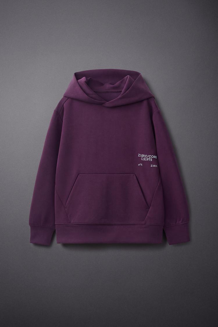 SPORTY TEXT HOODIE SWEATSHIRT — Purple