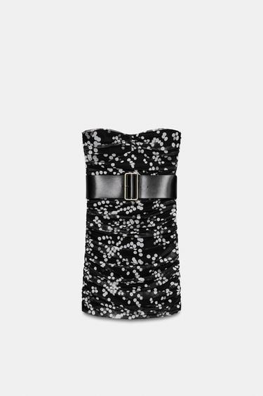 DOTS DRESS WITH BELT - Black / White by Zara