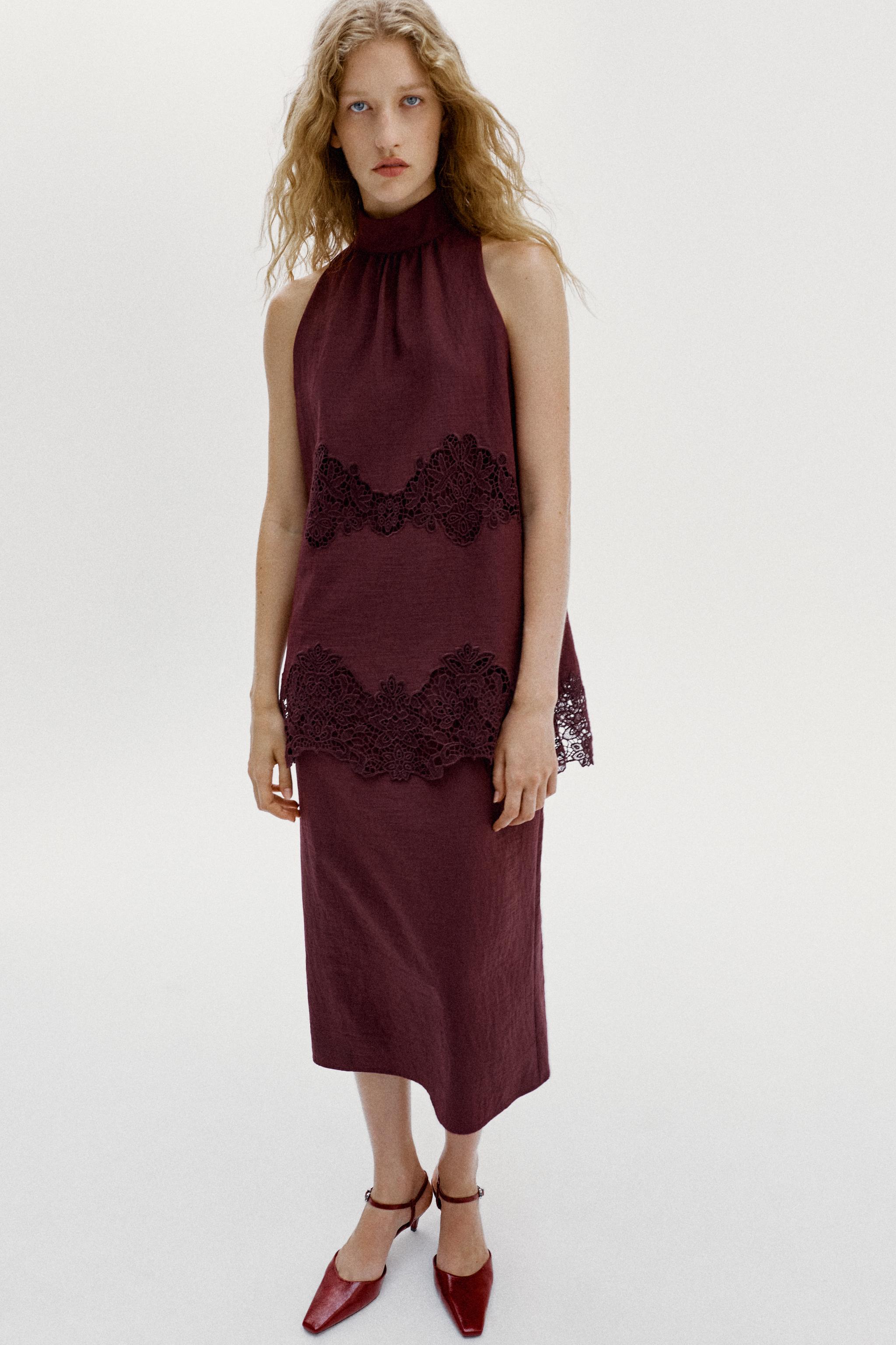 ROBE MI-LONGUE HALTER BRODÉE