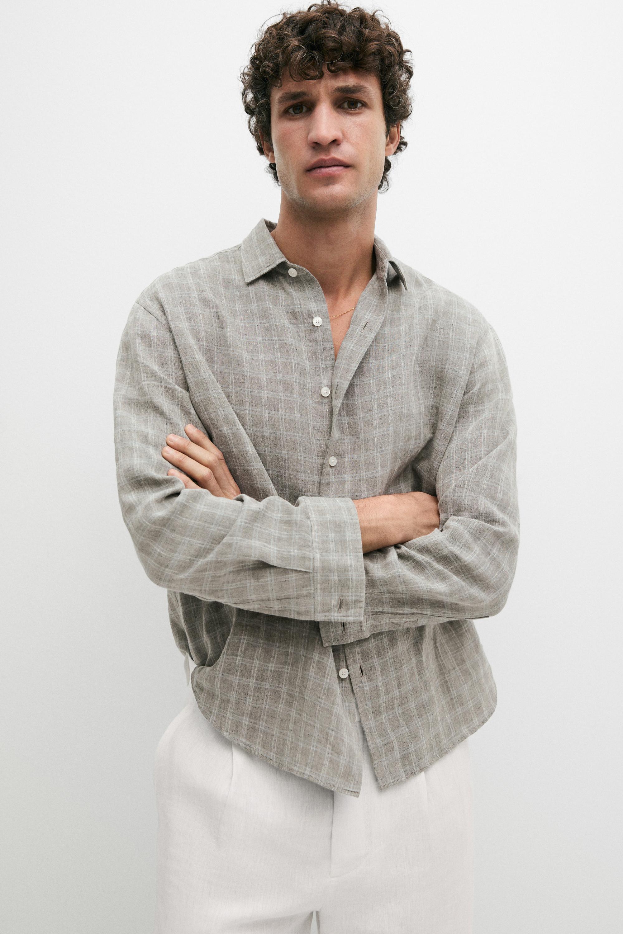 100% linen check shirt