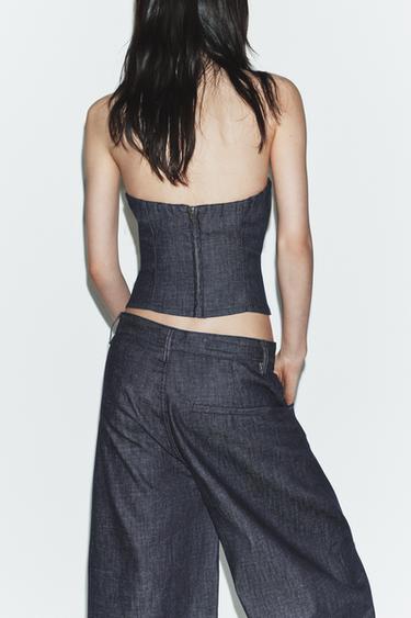 TOP DENIM TRF BUSTIER - Indigo foncé de Zara - Image 4