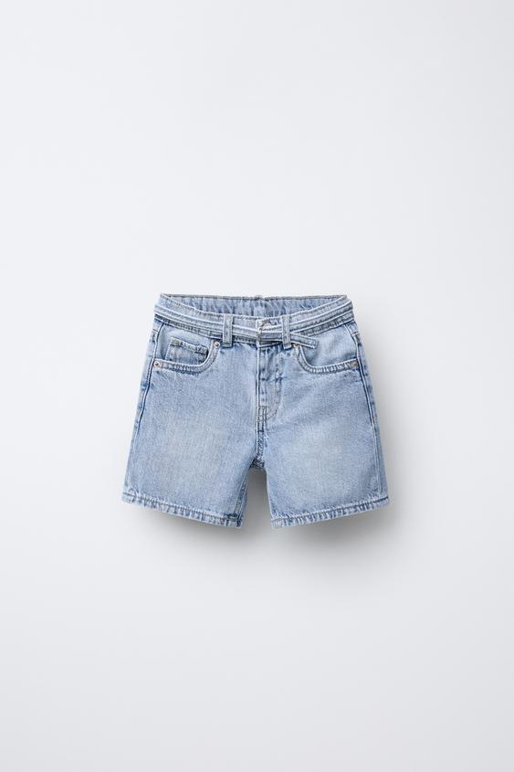 BELTED DENIM SHORTS