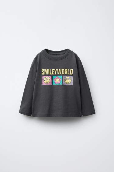Zara SMILEYWORLD ® 花朵印花 T 恤 - 煤灰色