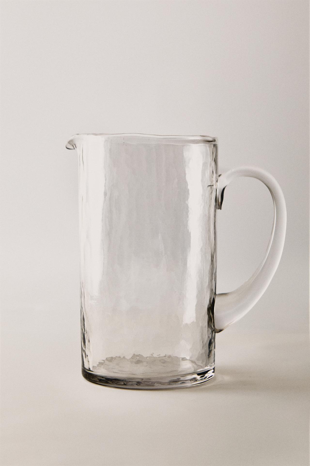 HAMMERED GLASS PITCHER — Transparent
