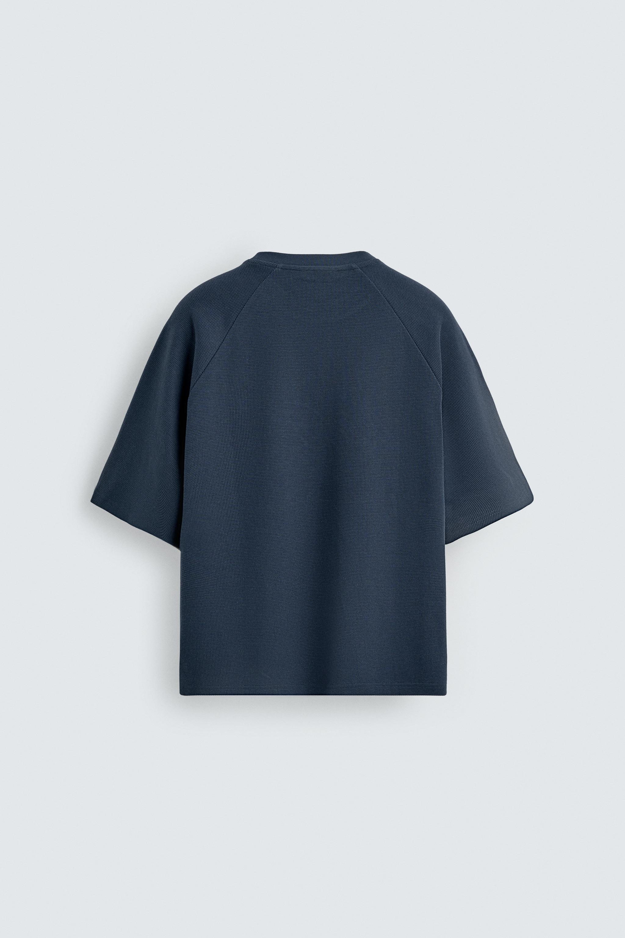 トップス shop faerie waffle boxy MTM (navy) WAFFLE-KNIT TEXTURE T-SHIRT - Navy blue | ZARA South Africa