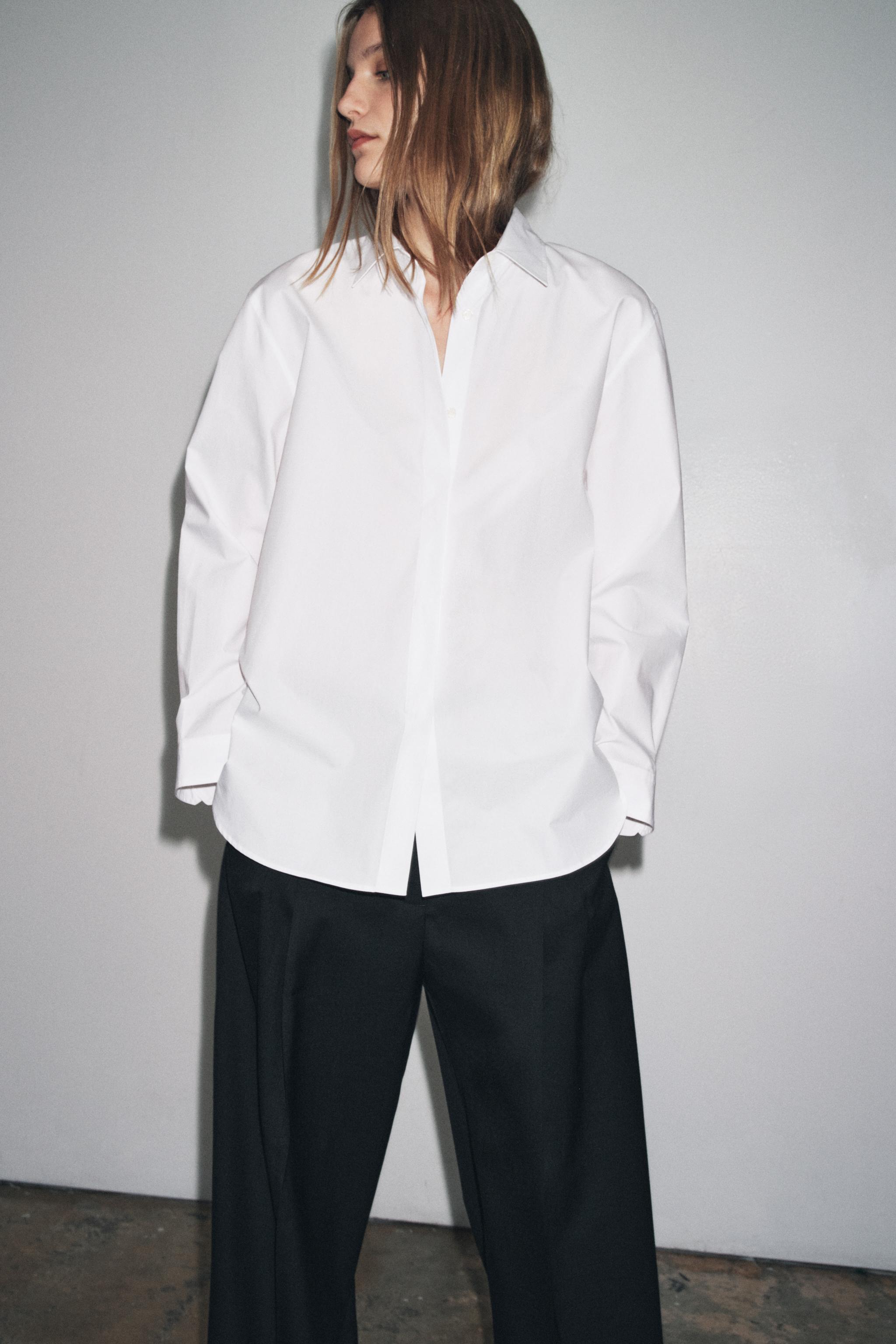 ZW COLLECTION POPLIN SHIRT - White | ZARA United States ZW COLLECTION POPLIN SHIRT - White | ZARA United States