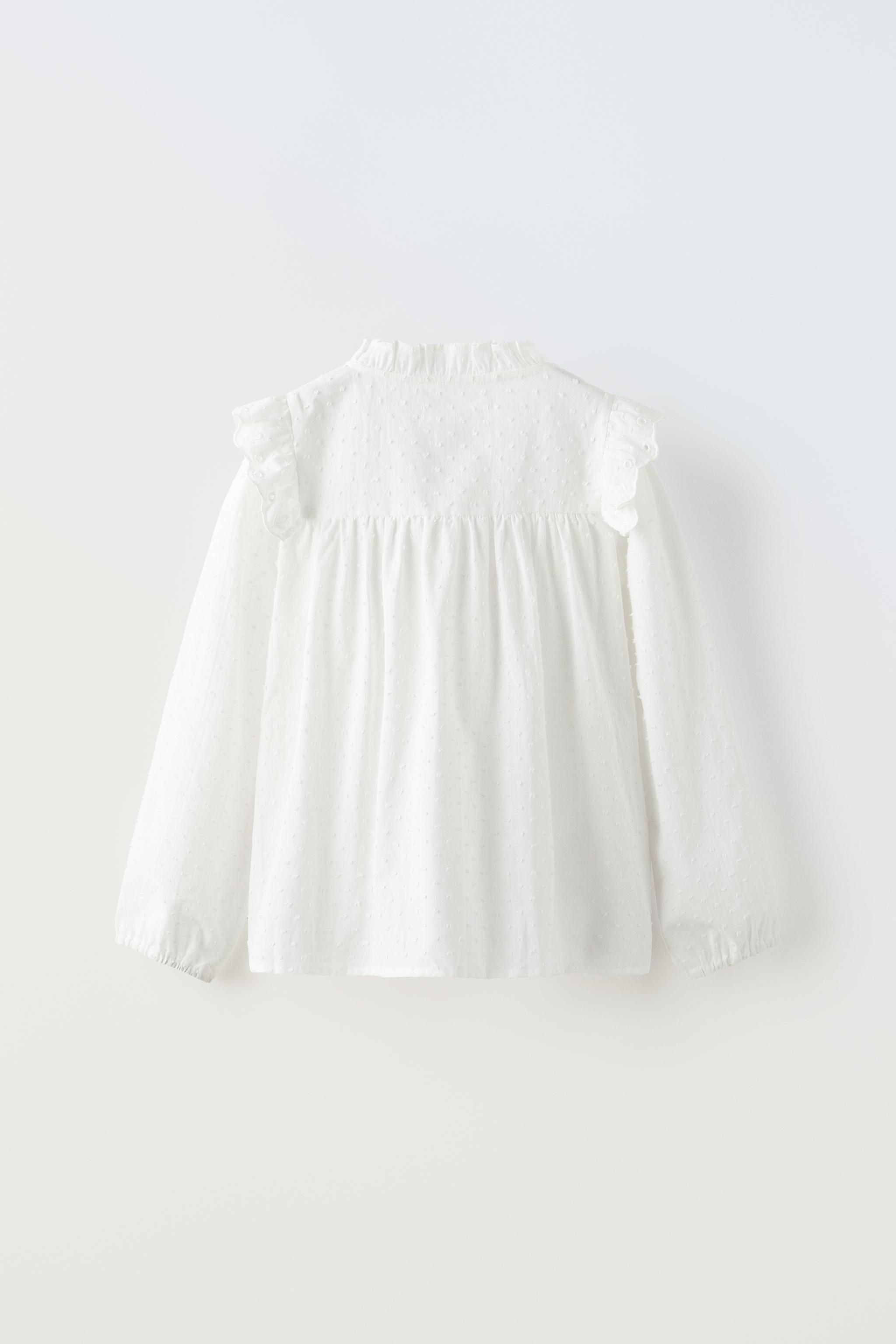 EMBROIDERED BLOUSE WITH RUFFLES - White | ZARA New 