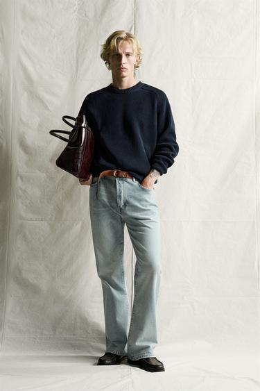 100% COTTON REGULAR FIT JUMPER - Dark navy by Zara - Image 0