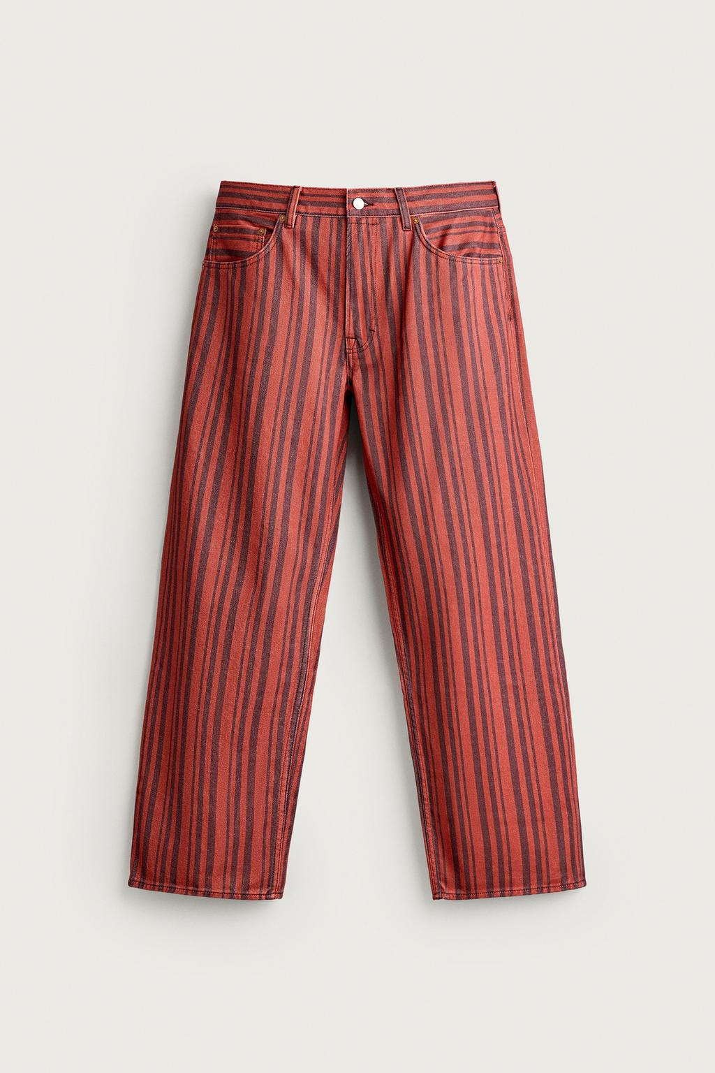 STRIPED STRAIGHT-LEG TROUSERS