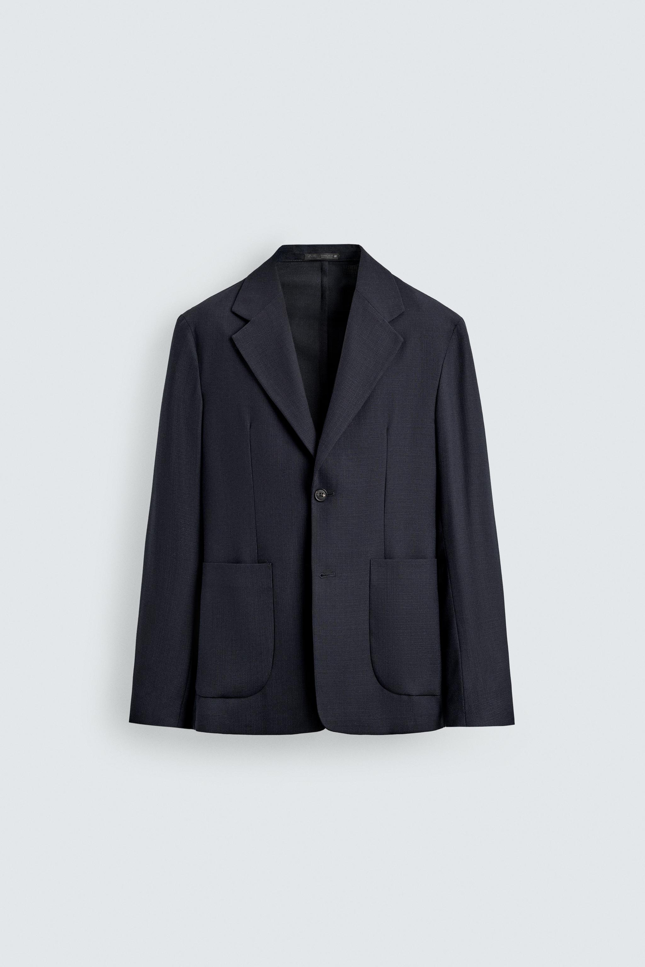 Relaxed FIT Textured Blazer - Navy blue