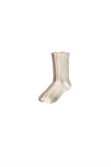 3-PACK OF TERRY MID-CALF SOCKS - Light beige by Zara