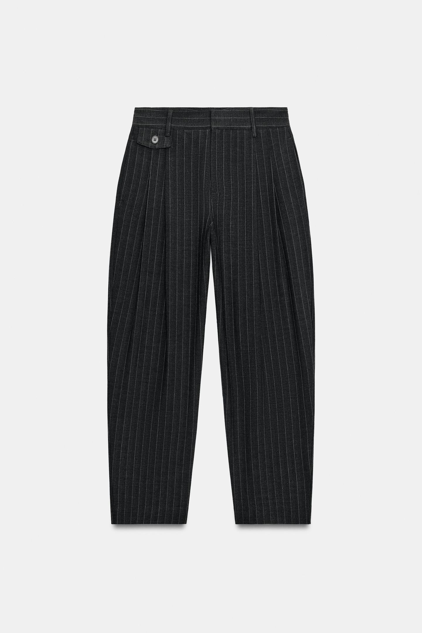 Женские брюки Zara Pinstripe, цвет: Тёмный серый — фото 7
