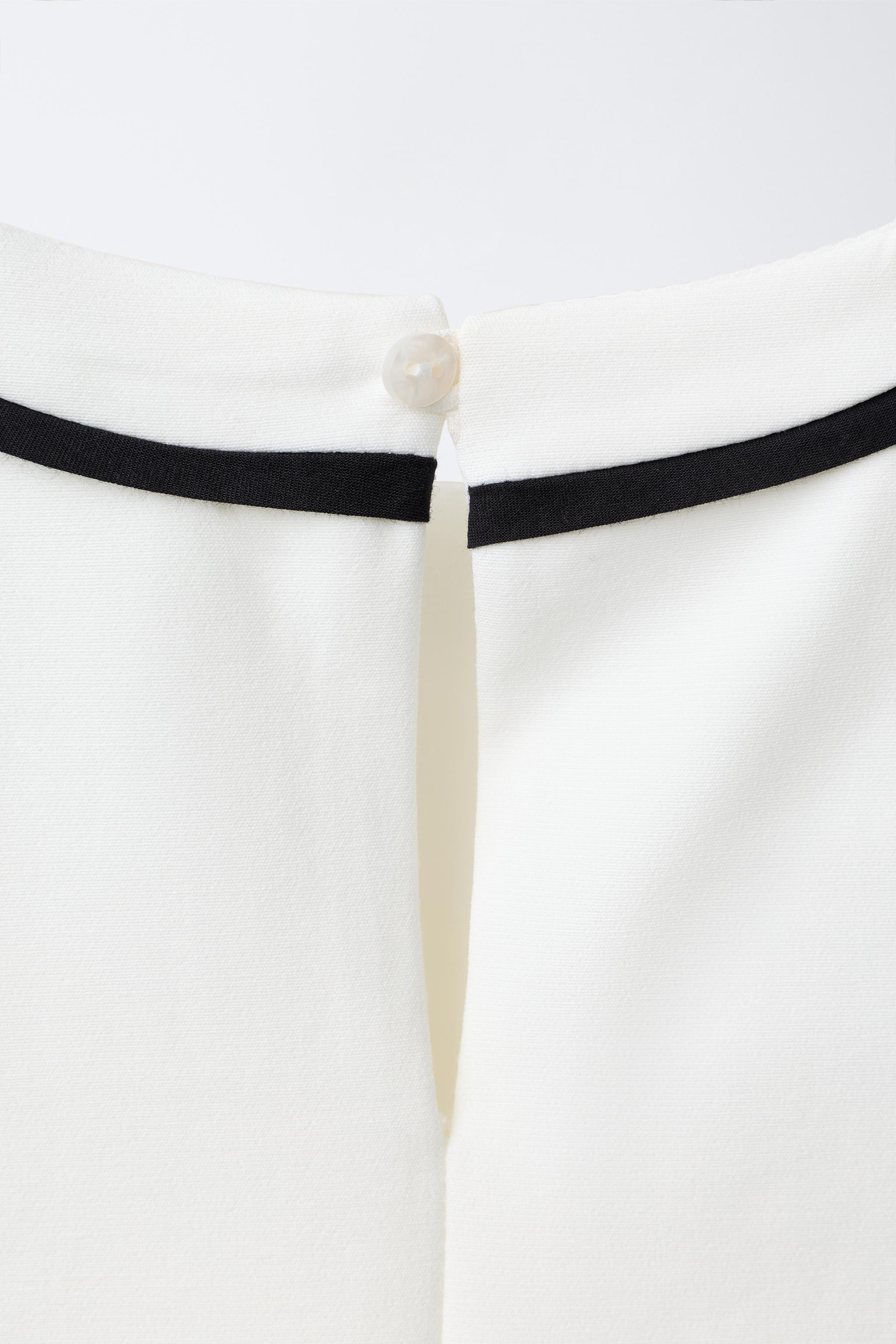 CONTRAST TRIM AND BOW DRESS