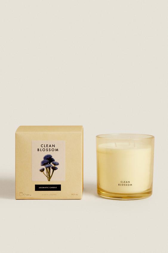 (400 G) CLEAN BLOSSOM SCENTED CANDLE Green/White ZARA United Kingdom