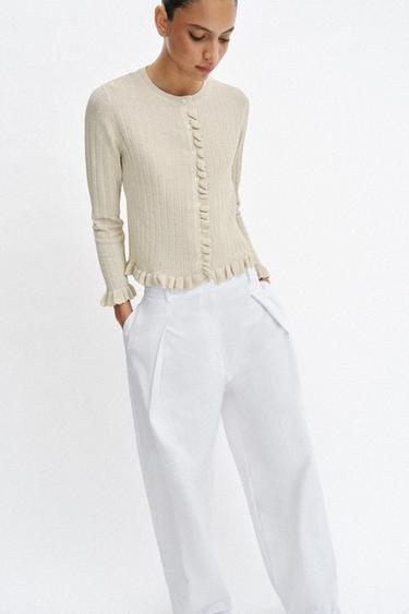 GILET EN MAILLE VOLANTS FIL MÉTALLISÉ - Doré de Zara - Image 1