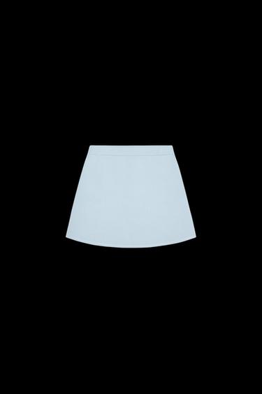 Zara PIPED KNIT MINI SKIRT - Blue / White - Image 0