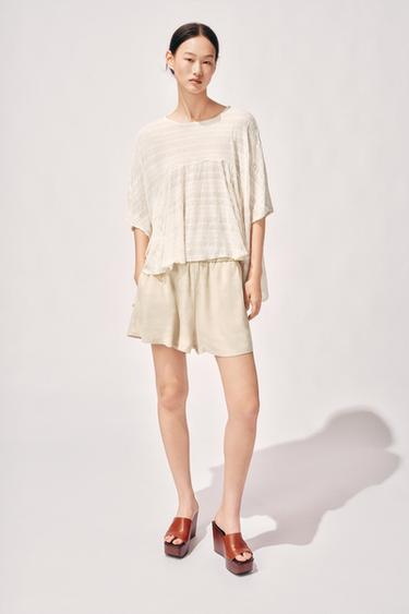 Zara 亞麻拳擊短褲 - 沙色