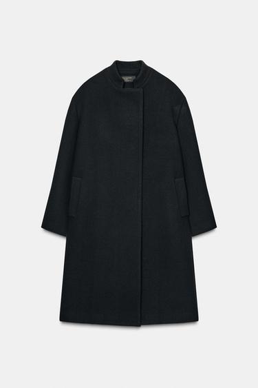 MANTEAU MÉLANGE DE LAINE ZW COLLECTION - Bleu marine foncé de Zara - Image 2