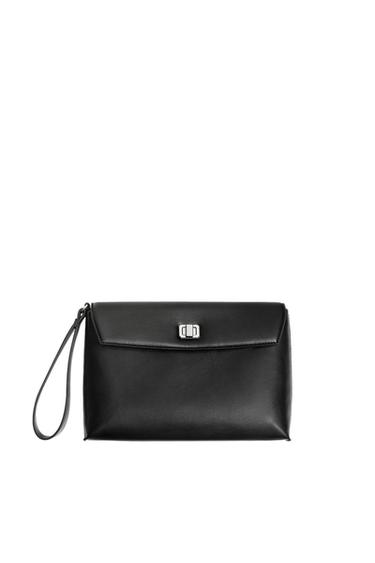 CLUTCH WITH METAL FASTENING - Black by Zara