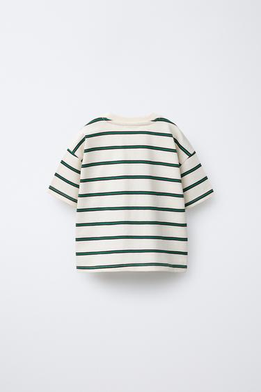 STRIPED T-SHIRT - Green by Zara - Image 1