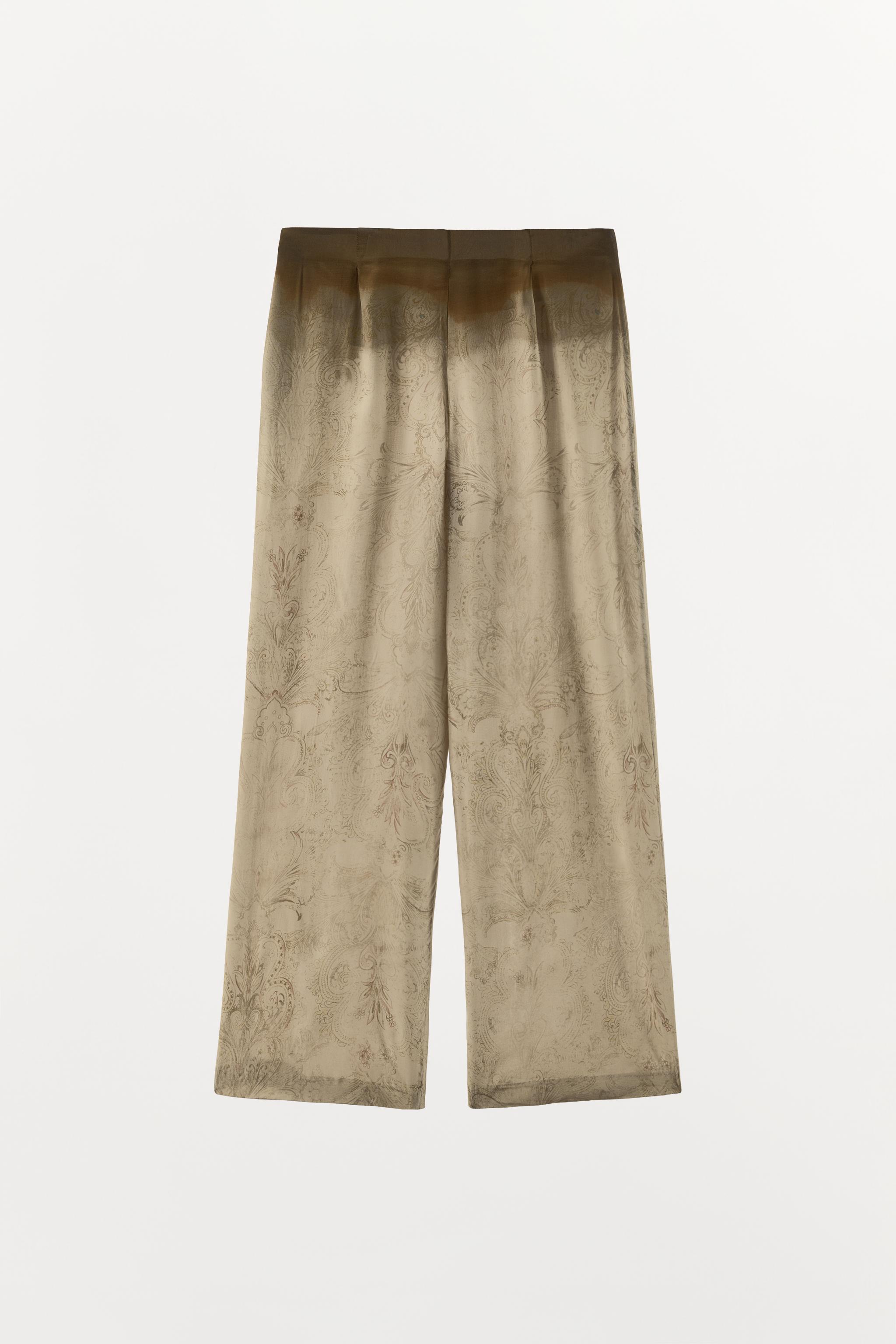 PRINTED WAIST PLEATED PANTS