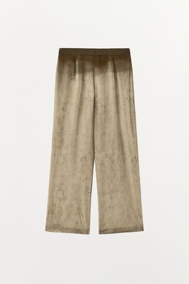PANTALON IMPRIMÉ À PLIS TAILLE - Marron clair de Zara - Image 3