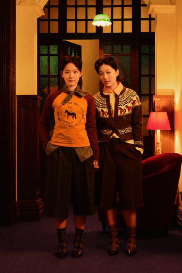 Zara ZARA WOMAN 格紋短褲 - 斑紋灰色