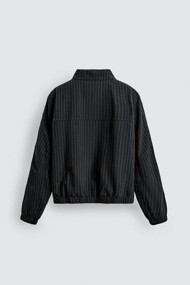 BLOUSON STRUCTURÉ À RAYURES - Bleu de Zara - Image 1