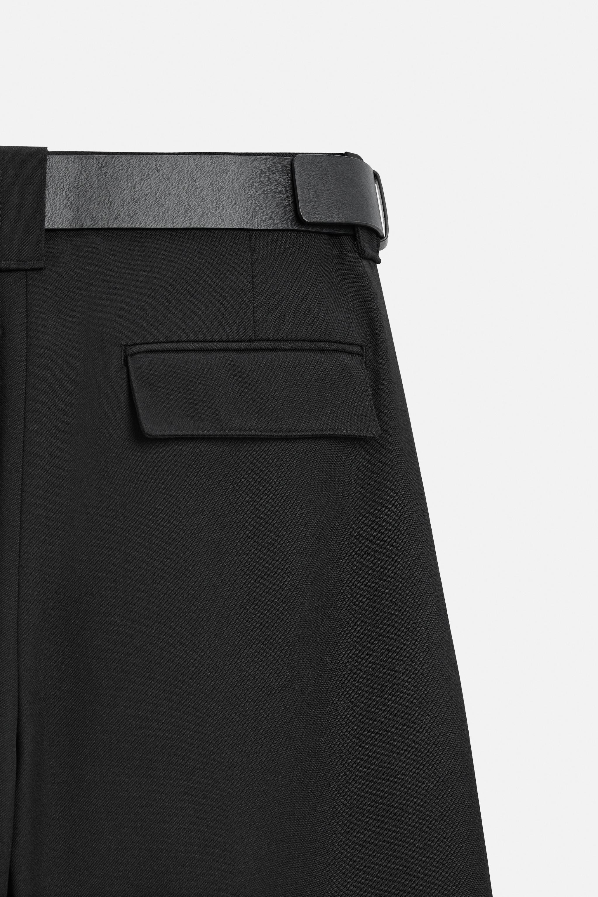 PLEATED PANTS WITH BELT - Black | ZARA Canada
