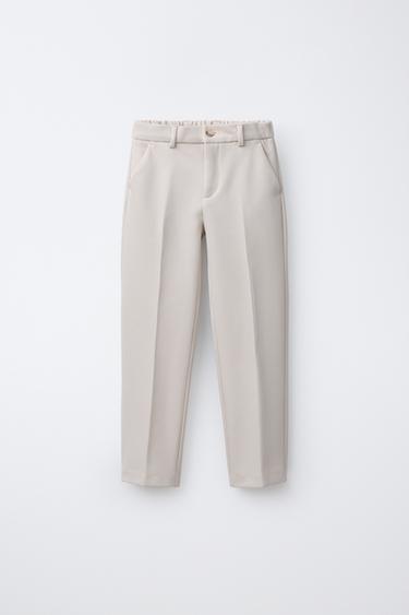 Zara COMFORT SUIT PANTS - Mid-ecru