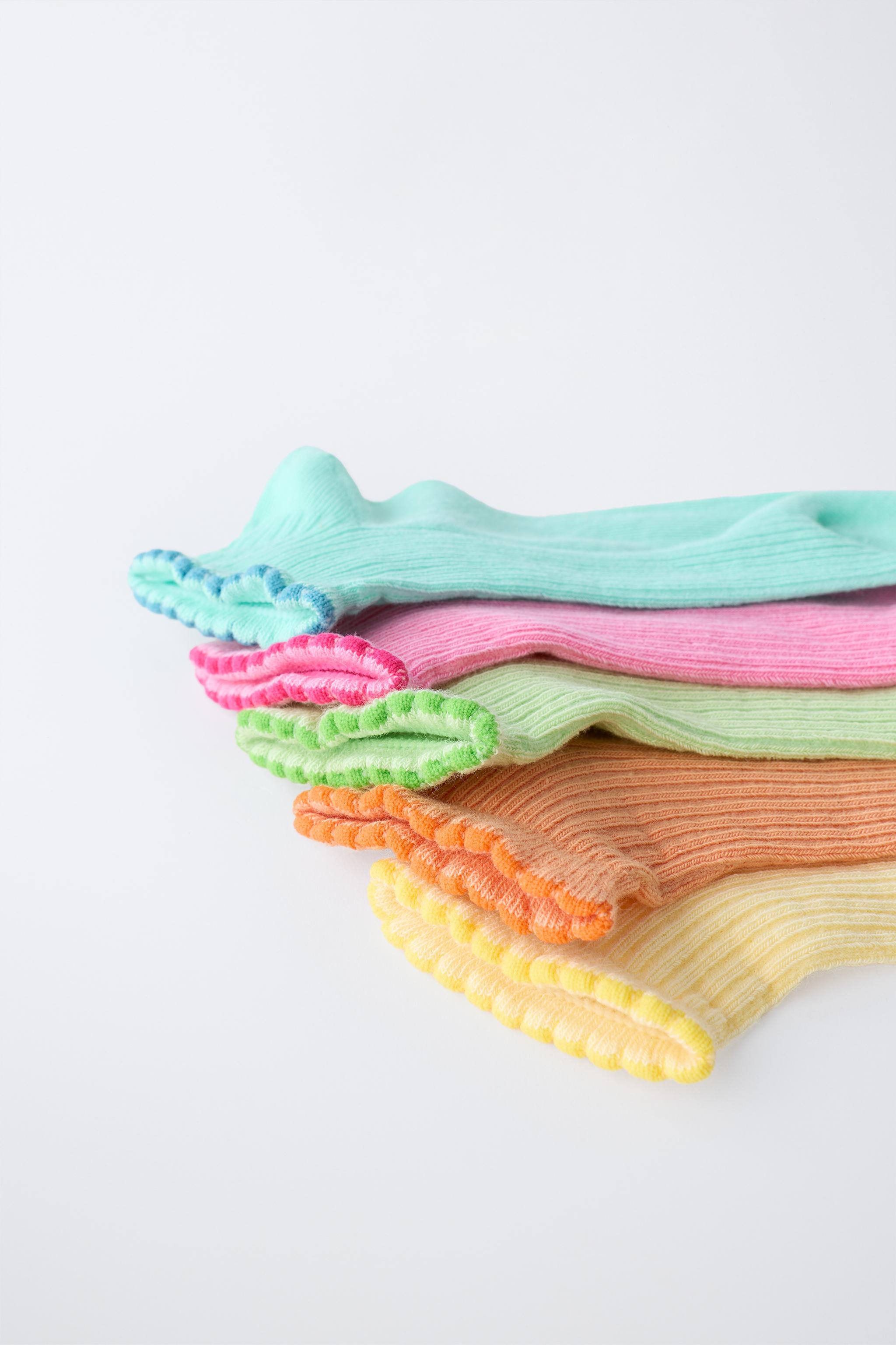 FIVE-PACK OF CONTRAST WAVE ANKLE SOCKS