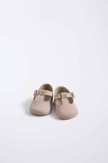 Zara LEATHER BALLET FLATS - Pink - Image 0
