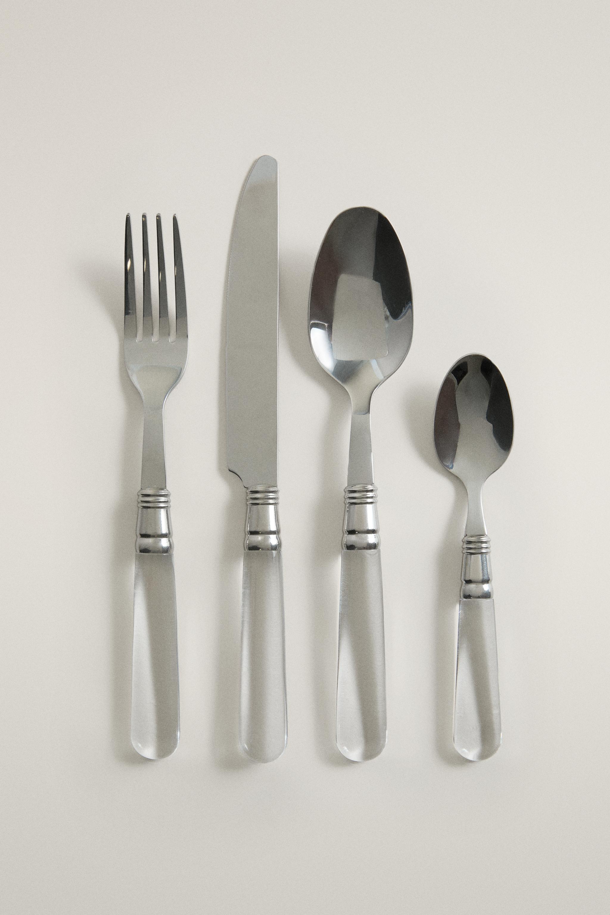 CUTLERY SET WITH TRANSPARENT HANDLE (SET OF 4)