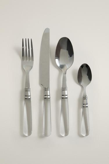 CUTLERY SET WITH TRANSPARENT HANDLES (SET OF 4) - Transparent by Zara - Image 0