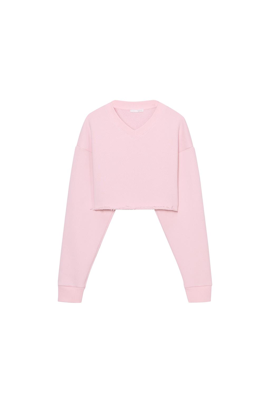 V-NECK CROP SWEATSHIRT - image 4