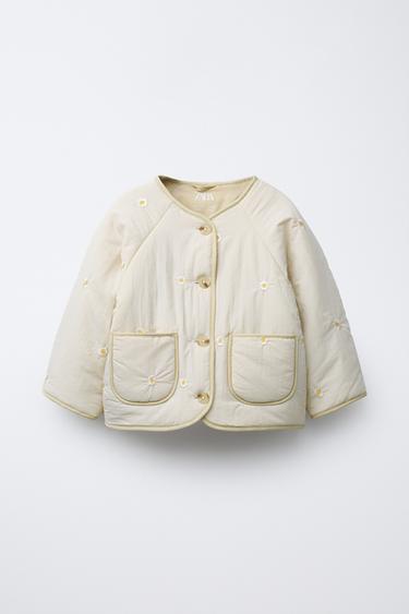JAQUETA ACOLCHOADA COM MARGARIDAS BORDADAS - Cru da Zara