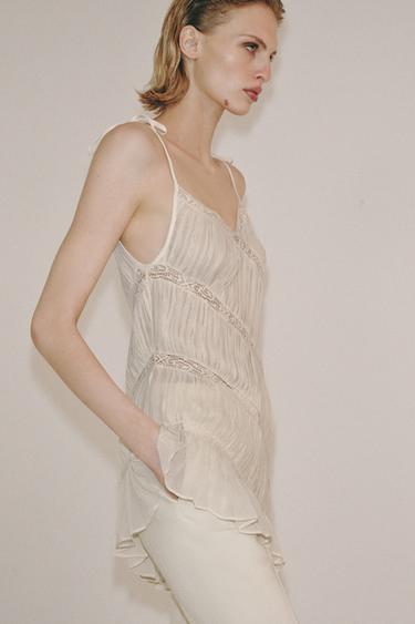 TOP ASYMÉTRIQUE PLIS ZW COLLECTION - Écru de Zara - Image 4