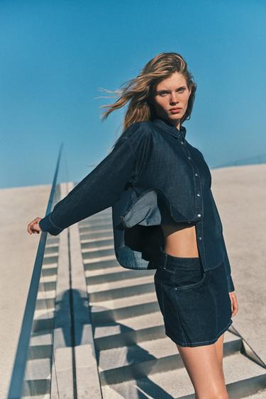 Z1975 JUPE-CULOTTE CROISÉE EN JEAN - Bleu de Zara