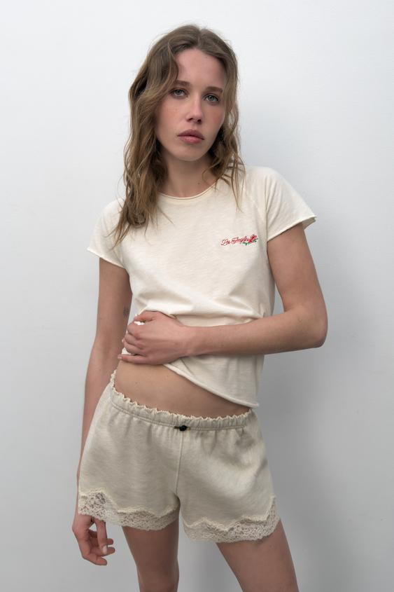 LACE COMBINATION SHORTS from Zara - $35.90