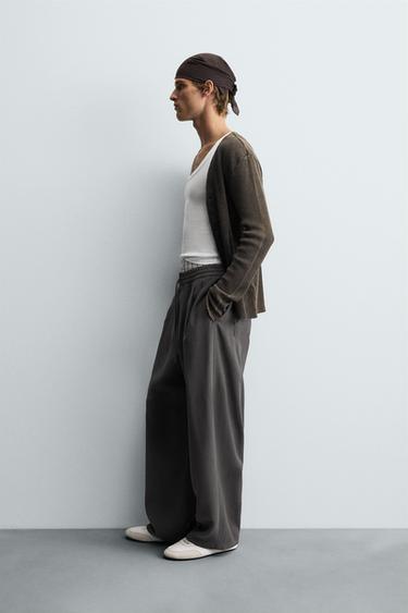 FLOWING TROUSERS WITH STITCHING - Dark grey de Zara - Image 3