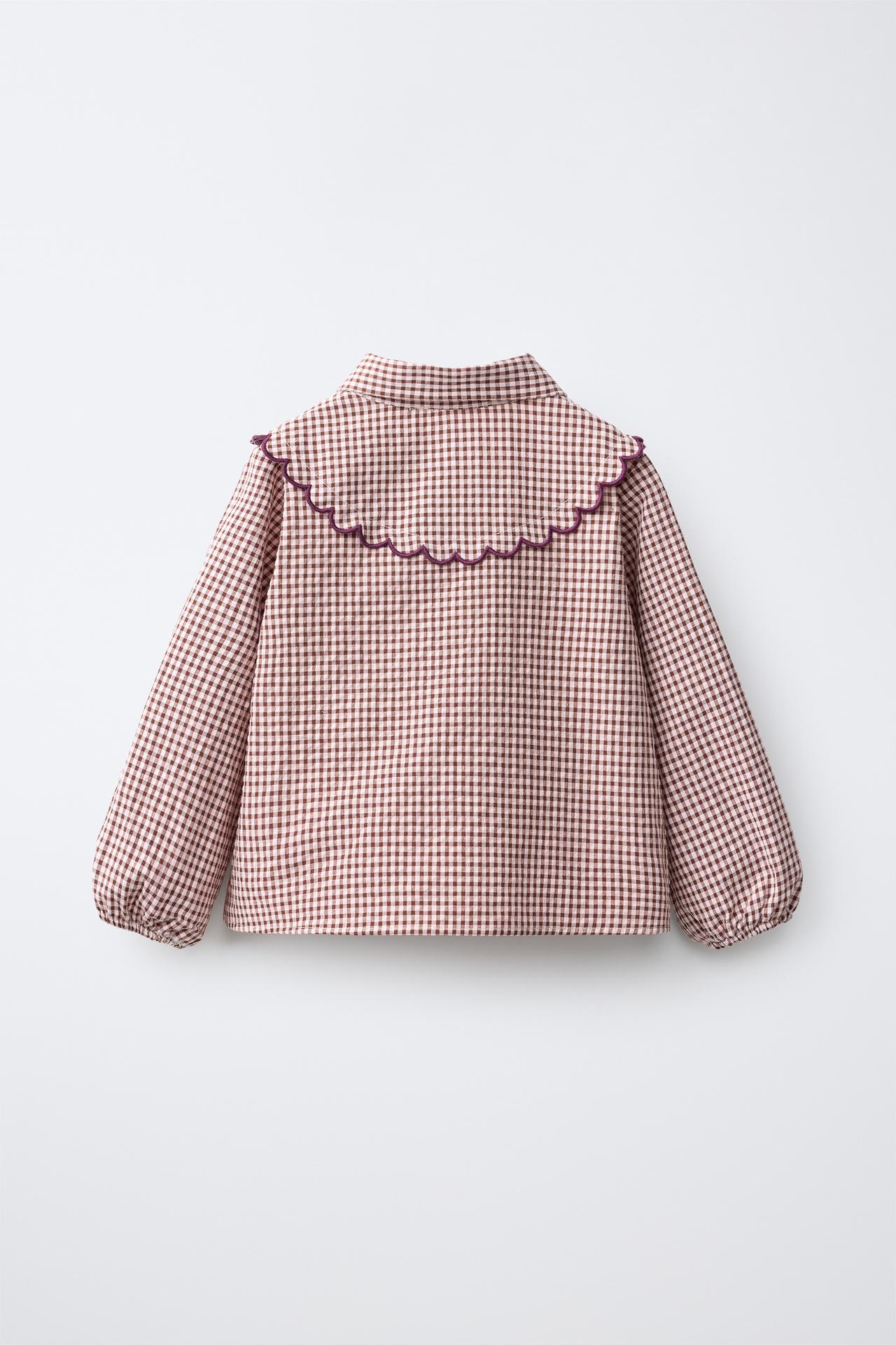 WAVY PLAID PRINT SHIRT — Pastel pink