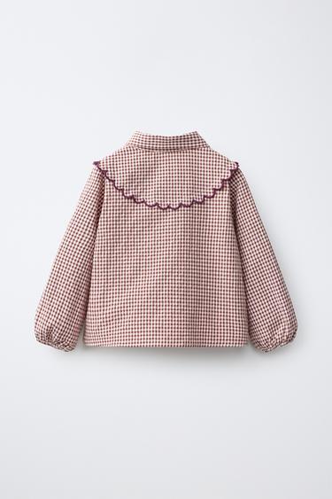 WAVY PLAID PRINT SHIRT — Pastel pink 2