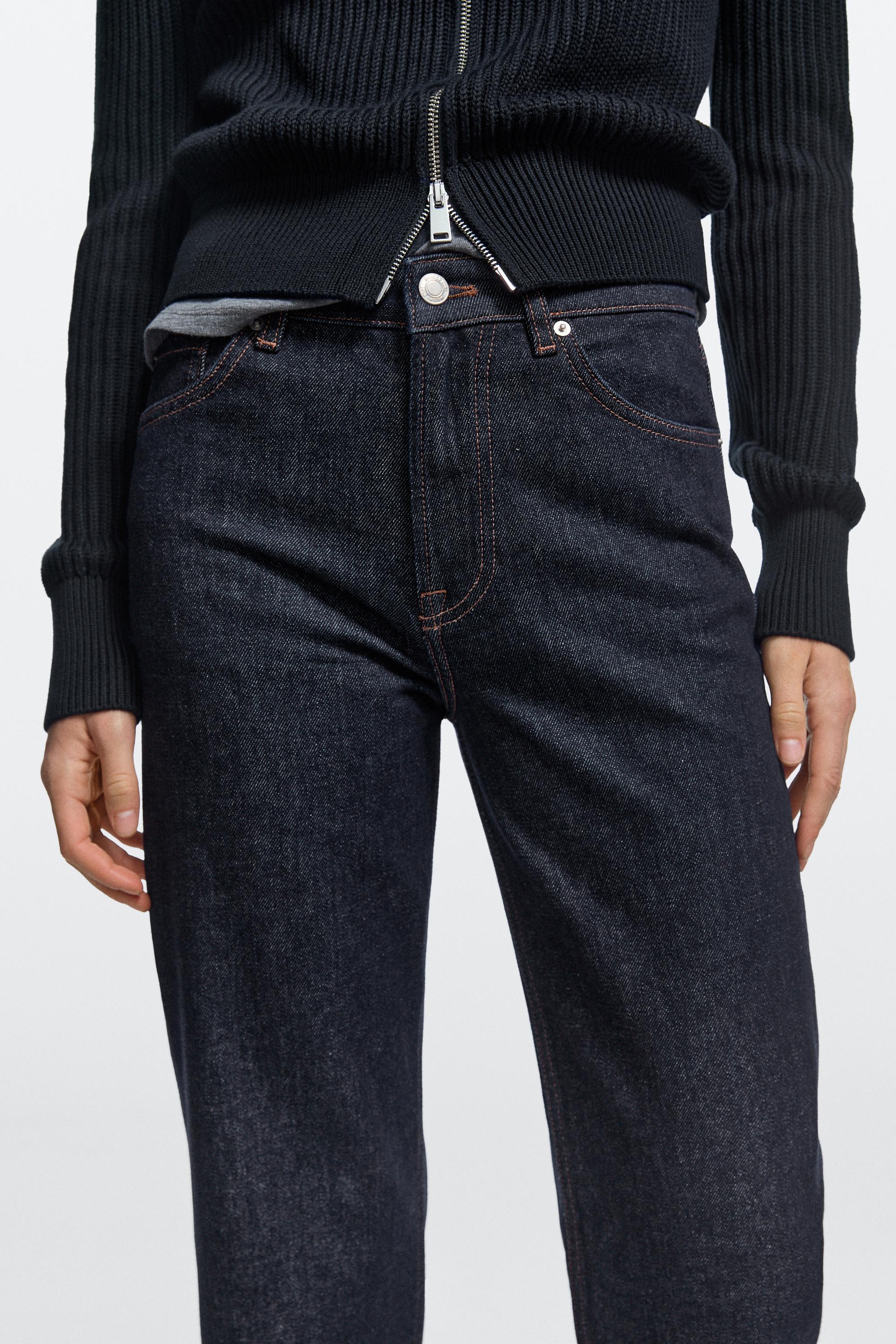 Jean straight cropped taille haute