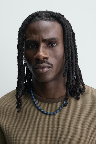 Zara STONE BEAD NECKLACE - Blue / Black - Image 0