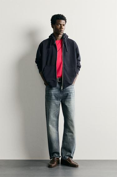 RELAXED FIT KAPUZEN-SWEATSHIRT MIT REISSVERSCHLUSS - Marineblau von Zara