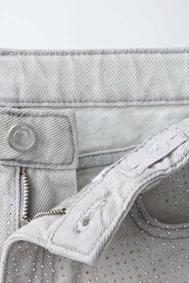 SHORT EN JEAN STRASS - Gris de Zara - Image 2